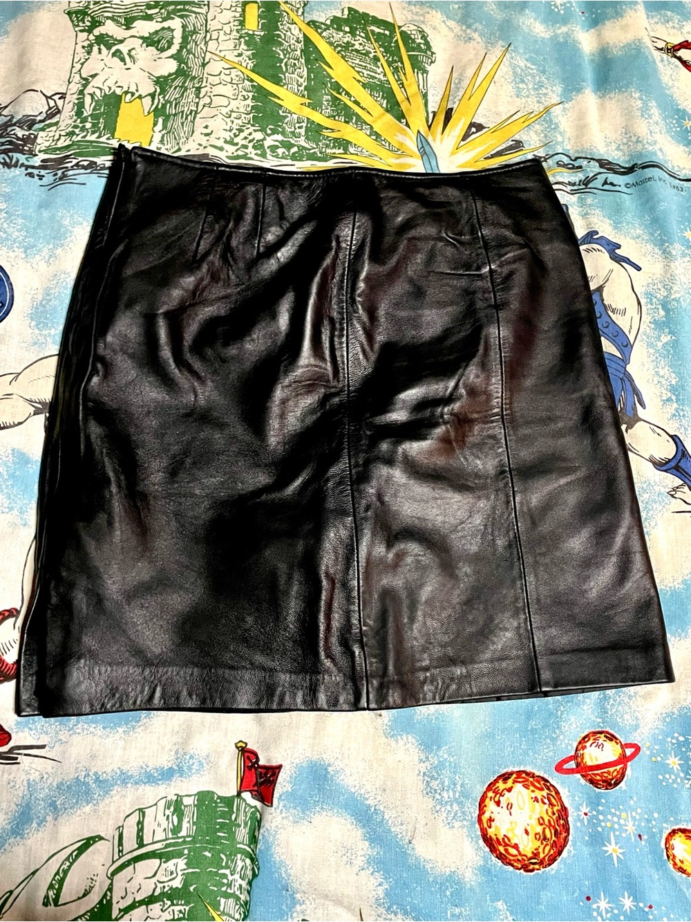 Apt 9 Lambskin Leather Black Mini Skirt sz 14